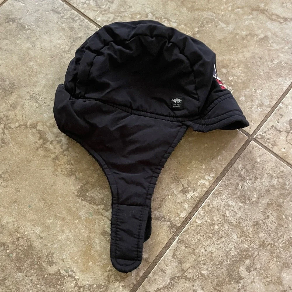 Turtle Fur Big Sky Montana Black Trapper Hat Fleece Lined Ear Flaps S/M